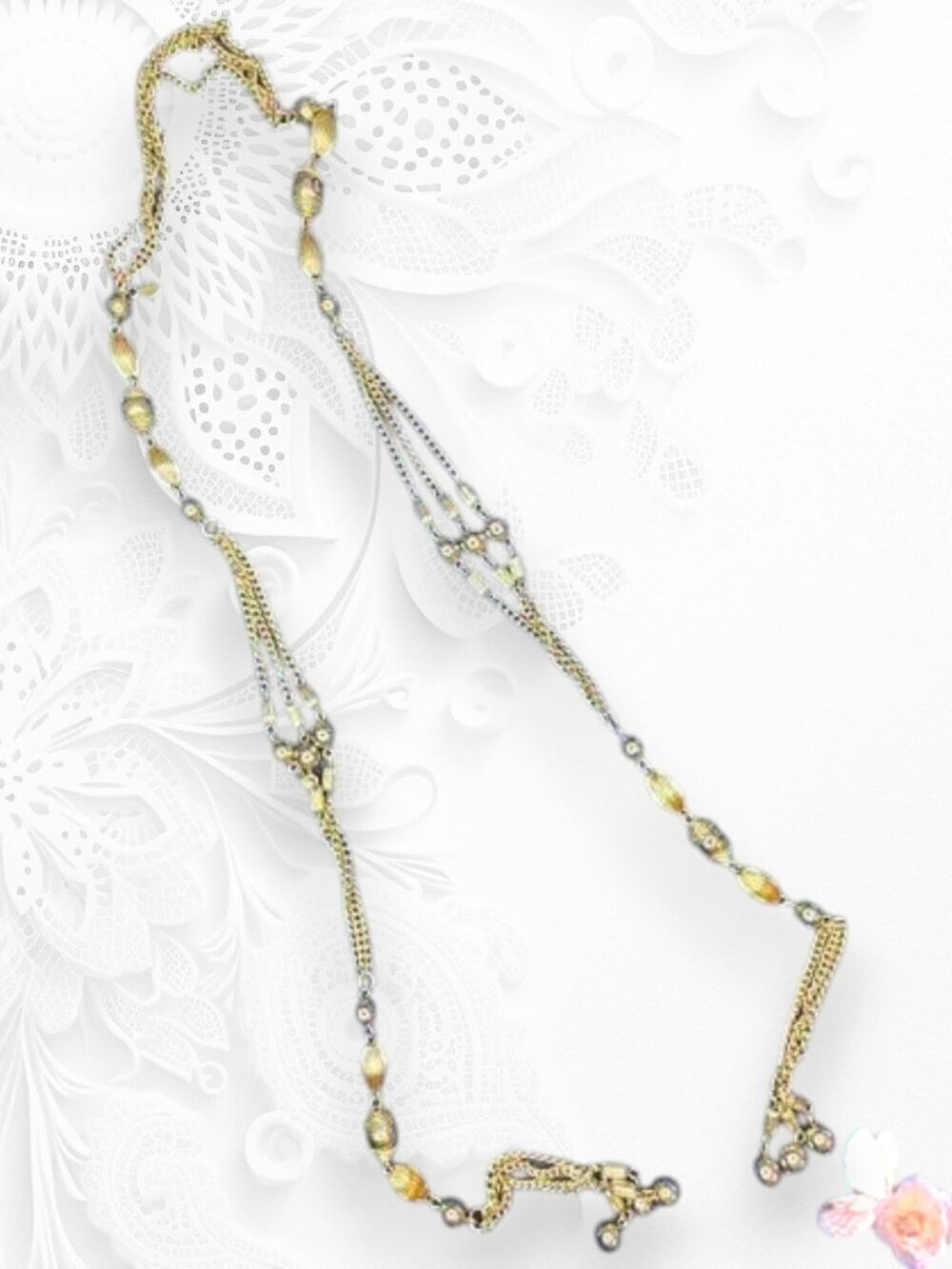 Vintage Sarah Coventry Gold Beaded Wrap Scarf Chain Necklace 509